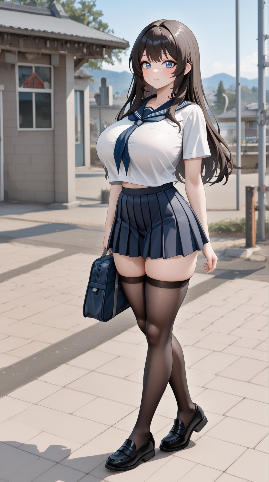 A woman with a growing penis　A woman in a school uniform and a school swimsuit
