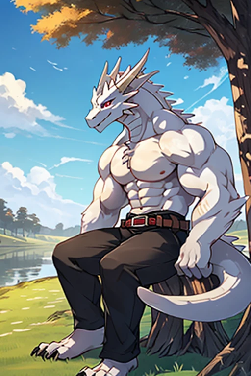 blue dragon、Sharp scales all over the body、crocodile-like body、silver mane、Pubic hair that was the other way around、Navel hair that was the other way around、Underarm hair that was the opposite、golden eyes、huge bulge in the crotch、Crotch about to burst、thunderstorm forest background、Kicking pose、Pose with one arm raised、Composition looking up from diagonally below、Completely naked、soaking wet、very large amount of white slime、profile、Sole