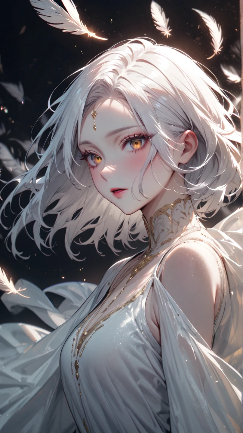 wgz style,portrait of a beautiful girl highly detailed,A naked girl, beautiful and cute, with white hair, the sun shining on her face reflects a beautiful atmosphereï¼Girlâs sexy nipples,