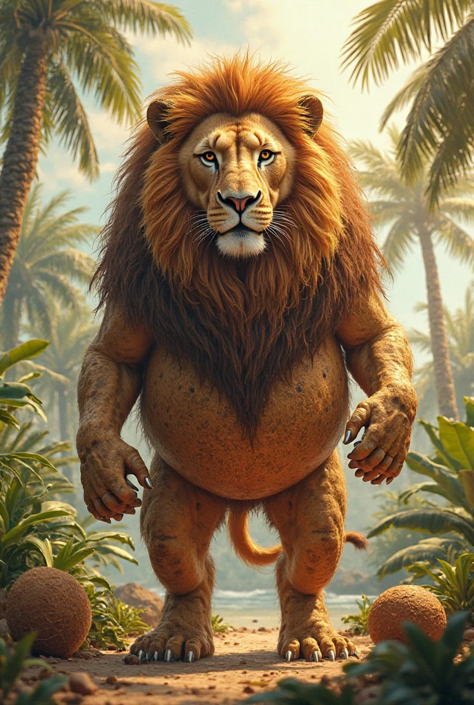 (cute, fat, obese, anthro, male, lion), full body, nude, walking, (((white underwear))), jungle, hires textures, highly detailed, intricate details, best quality, masterpiece, sunlight, detailxl, zPDXL2