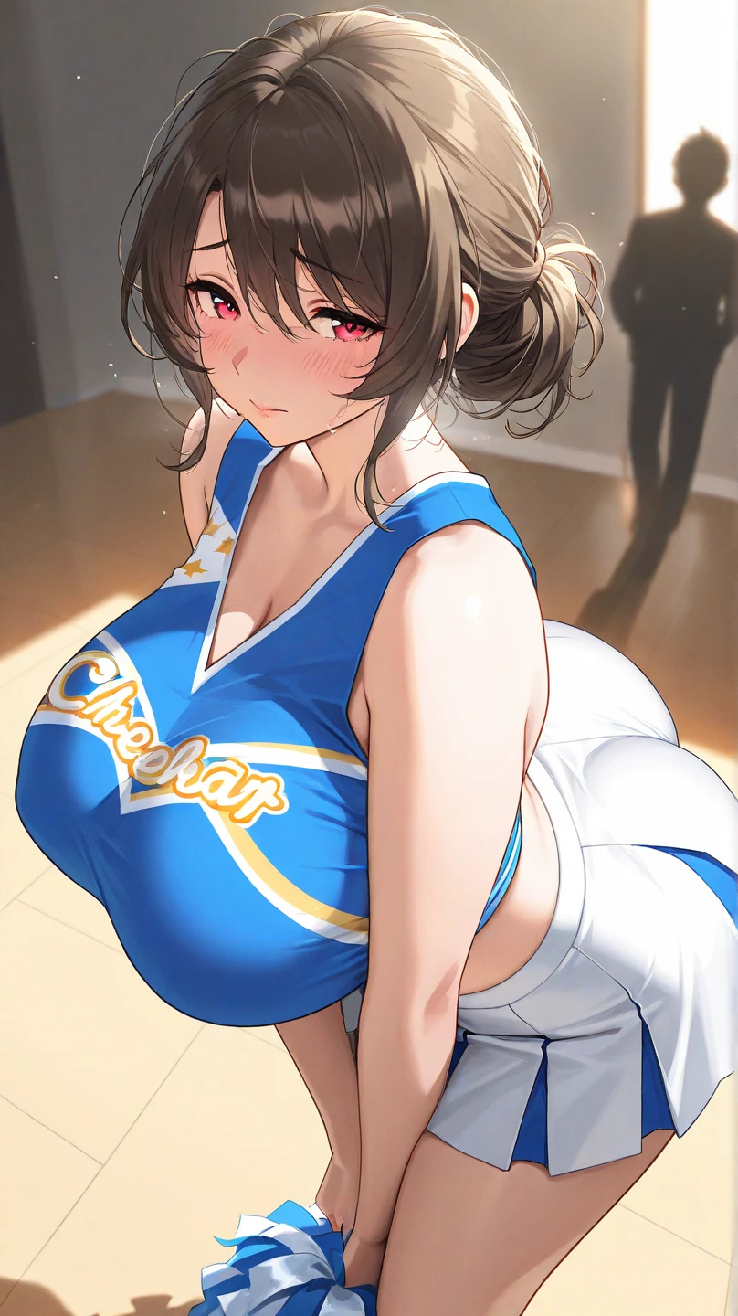 Score_9, score_8_up, score_7_up, score_6_up, score_5_up, score_4_up, source_anime, solo, 1girl, cute students, young female, sagging gigantic huge breasts, wide hips, thick thighs, huge areolae, areola slip, black areolae, dark nipples, sideview, detailed eyes, brown eyes, looking at viewer, cheerleading uniform, sleeveless, ahegao, orgasm, collarbone, head tilt, showing hairy stomach hair, mostly hairy stomach hair, showing hairy pubic hair, hairy stomach, micro skirt, showing armpit, hairy armpit hair, bukkake, cum shot on armpit, sperm, sex with boy, Japanese, hentai, crowded schoolyard, having sex, sex from behind, side view, spreading legs, hand behind the head, fecundation mark, raping atmosphere, feeding breast milk, many penis,