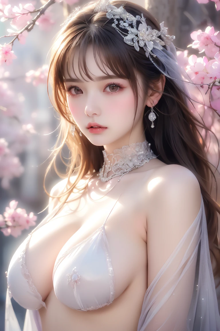 (,1 Girl, Throw,best quality, ) , (((,1 Girl, Solitary, Large Breasts, Looking at the audience, Cherry blossoms,lake, snow, snowing, lake, Full Moon, moonlight, night, night sky,sparkle Hair accessories, ))) Ultra-realistic 8k CG, Flawless, Clean, masterpiece, Professional artwork, Famous Artworks, light, Bloom, Perfect face, Pretty Face, fantasy, Like a dream, illusory, Science fiction, Lace, Lace trim, Lace-trimmed legwear, luxurious, Jewelry, diamond, Kaneko, pearl, gem, 蓝gem, 红gem, emerald, Intricate details, Exquisite pattern, charming, Tempting, Tempting, , enchanting, Hair accessories, neckLace, earrings, bracelet, armband,Halo,autumn,