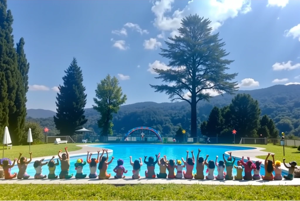 Several people are posing for a photo in a field, gofl course and swimming, Torne-se profissional, Tiro em GoPro9, desporto, 🔞🤡, Directed by: Felipe Seade, foto de baixa qualidade, com rostos molhados!!, Malika Favre, Selfie!!!!!, nublado!!!, Directed by: Fernando Gerassi, foto Selfie, foto muito precisa, Posando