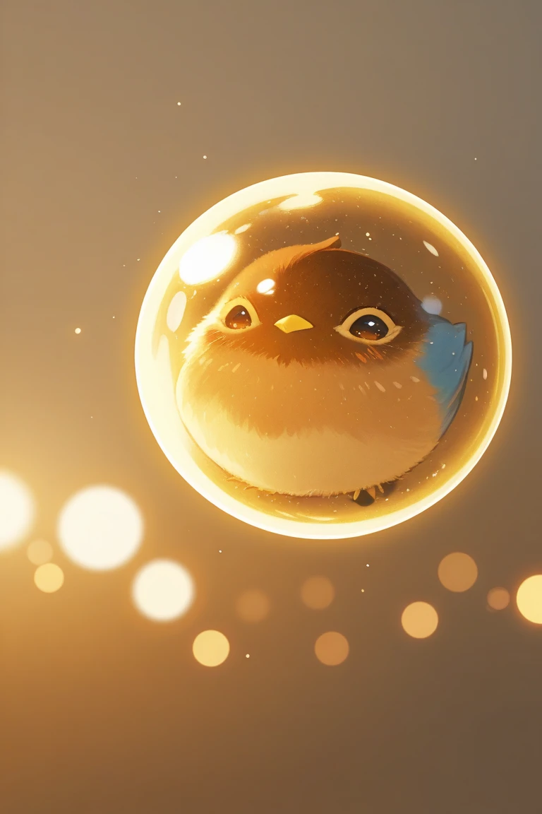 A mesmerizing close-up portrait of a gorgeous little bird illuminated by the soft, golden light of a tranquil morning, with vibrant bokeh gently framing its delicate form.