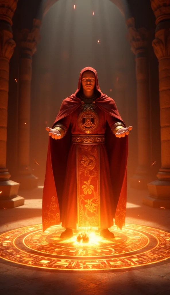 Young Fire Mage summoning using magic a Fire Entity, the mage is ...