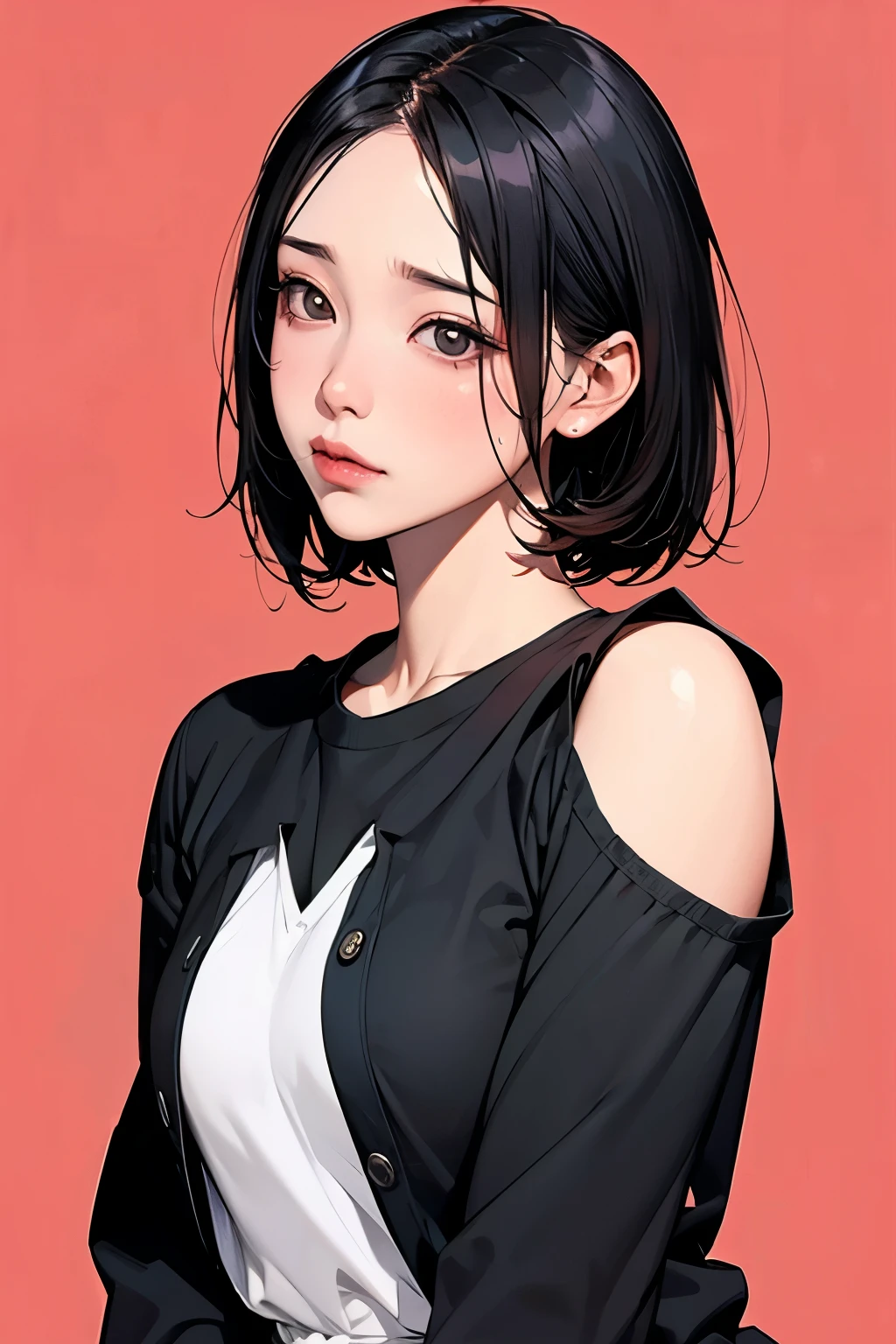 (Master Parts), Expressive eyes, highest quality, Graceful pose, Black Hair, Perfect Face, Bangs covering the forehead, Big Breasts, Big ass, Sexy Looks, model, Logos-like, Confucian Ufutei Raden,Highly revealing