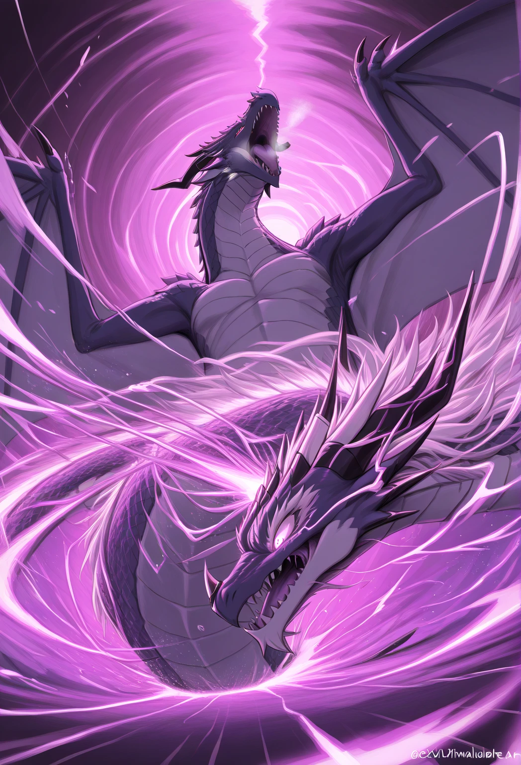  Dragon,black scalie,purple aura,Has the power of a black hole, skeb artwork