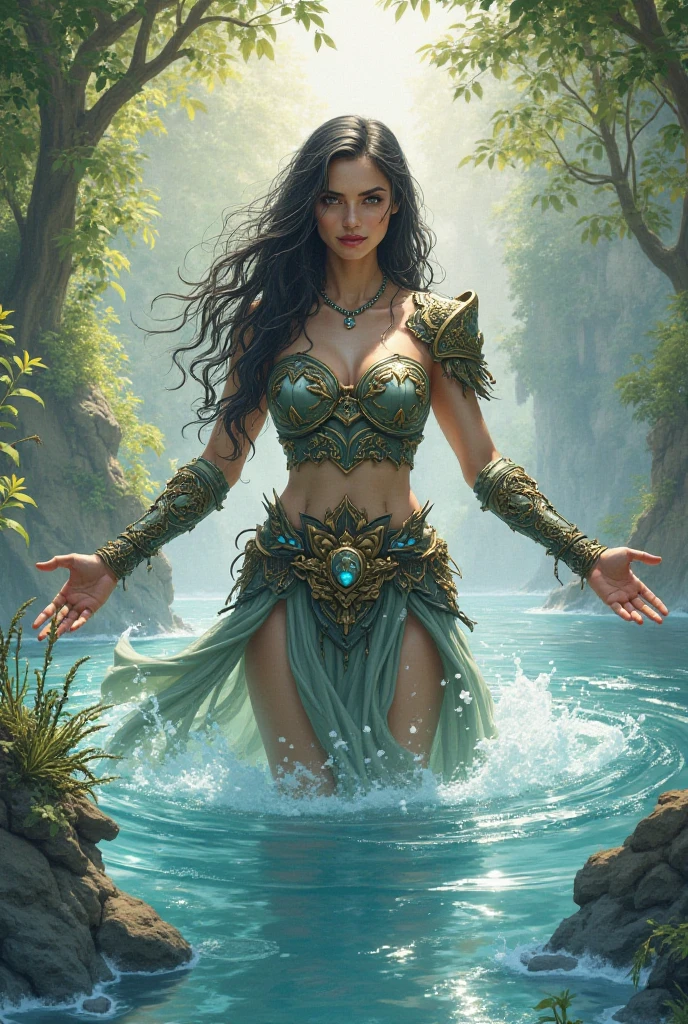 ((masterpiece,)),(( best quality,)),extremely detailed cg 8k wallpaper,bright colors,Dramatic light,photoreal full body fantasy art game art(wide-angle lens,Panoramic:1.2),watery eyes, beauitful face, 1girl, dynamic angle, casting pose,(freckles:0.8), midriff, navel, a woman wearing edgSeaweed_dress with seashells ,<lora:edgSeaweedDressv1:0.8>, <lora:add_detail:0.5>, <lora:realistic:0.3>,