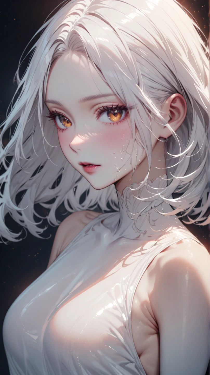 anime girl with gray hair and yellow and white color dress , detailed digital anime art, anime moe artstyle, highly detailed exquisite fanart, cushart krenz key art feminine, 8k high quality detailed art, zerochan art, clean detailed anime art