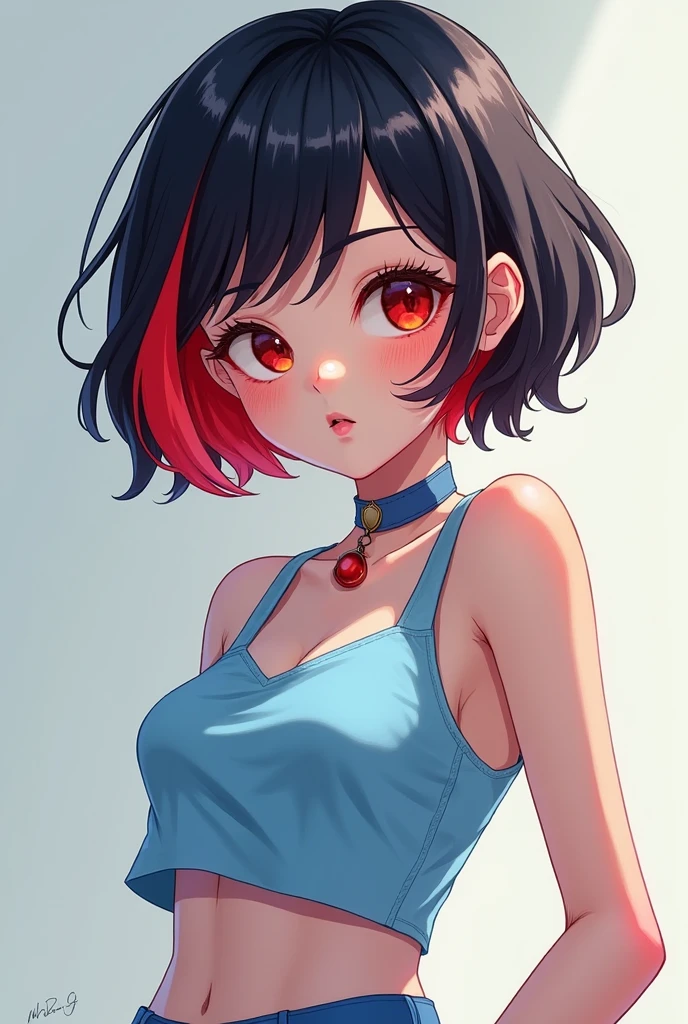 Masterpiece, Best quality, Multi-colored hair, Beautiful girl, Short hair, Boyish, Boy's daughter, Small breasts, Sexy,