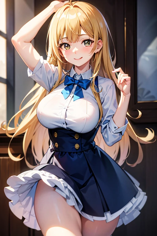 masterpiece, high definition, best quality, rendered art, well formed hands, fingers and body, 1 woman, solo, Jean Gunnhildr, adult, grown up, wearing Sailor Moon's outfit, big breasted, cleavage, full body, sexy sailor senshi uniform, short blue skirt, red boots, gorgeous hips, legs and thighs, white elbow gloves, sailor collar, tiara, earrings, doing exercise, warming up, working out, sexy and captivating training, smiling joyfully and happily , looking at the viewer, panties peek, sweating , bouncing breasts, t back thong, training montage session, beach environment
