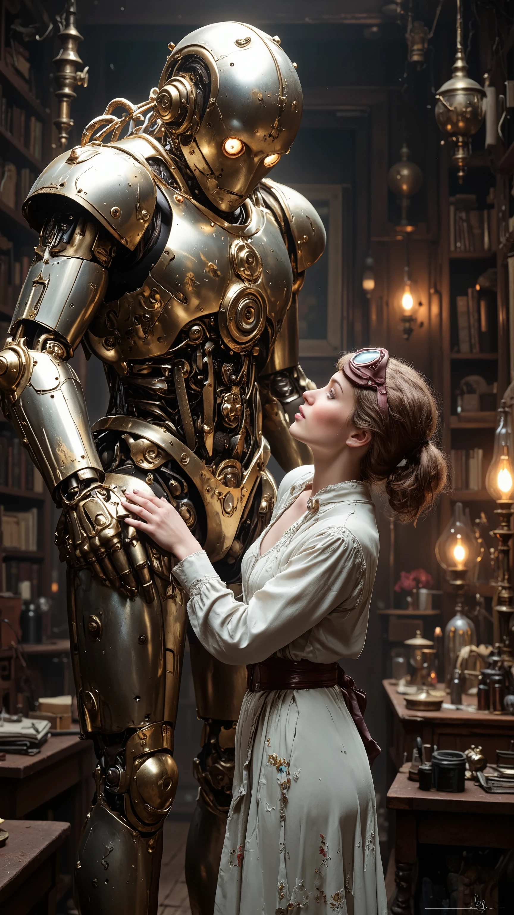 19 century, robot and Dr. young girl,