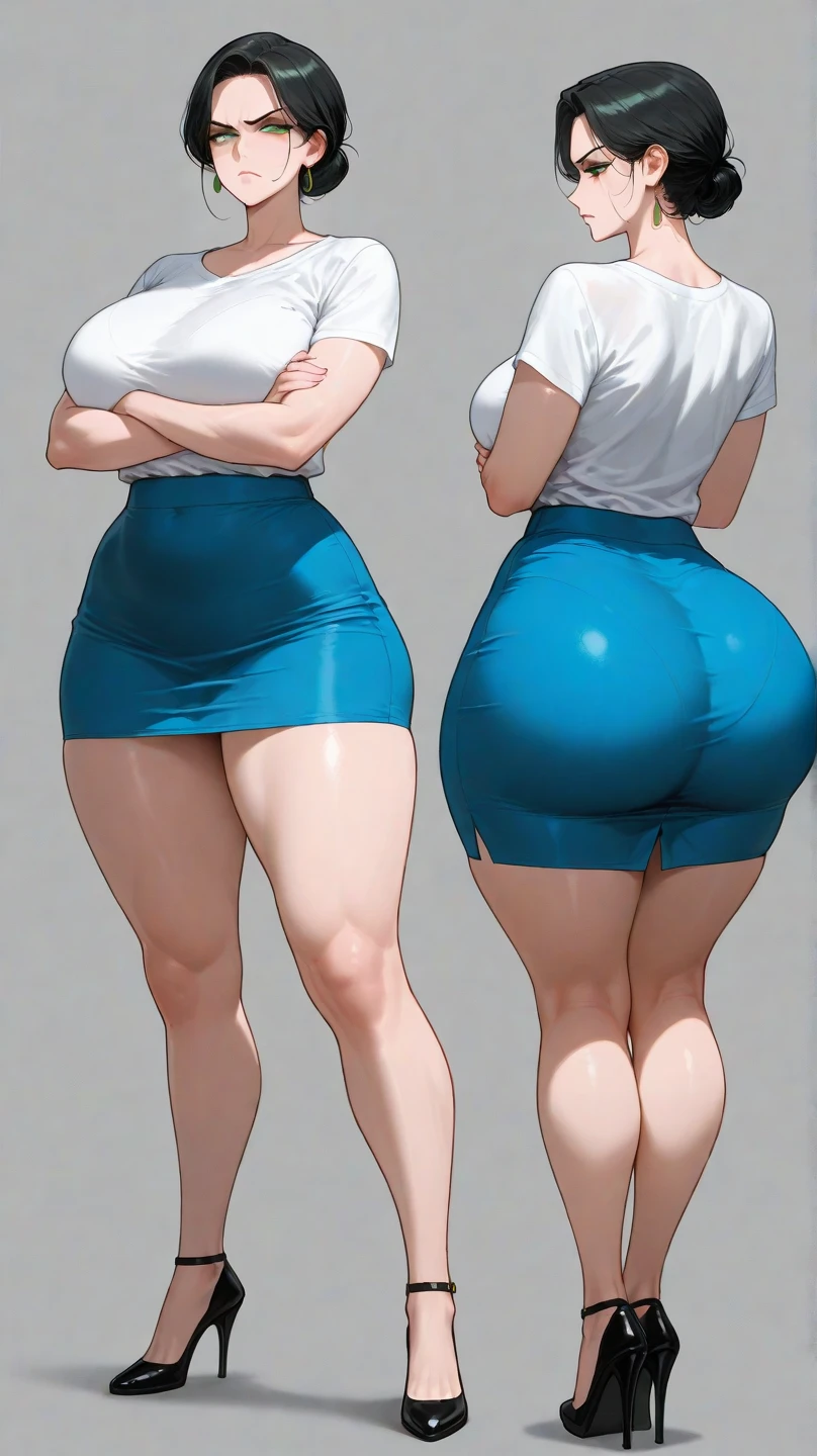 Cocked buttocks, big ass, shy expression, ripping open ass,