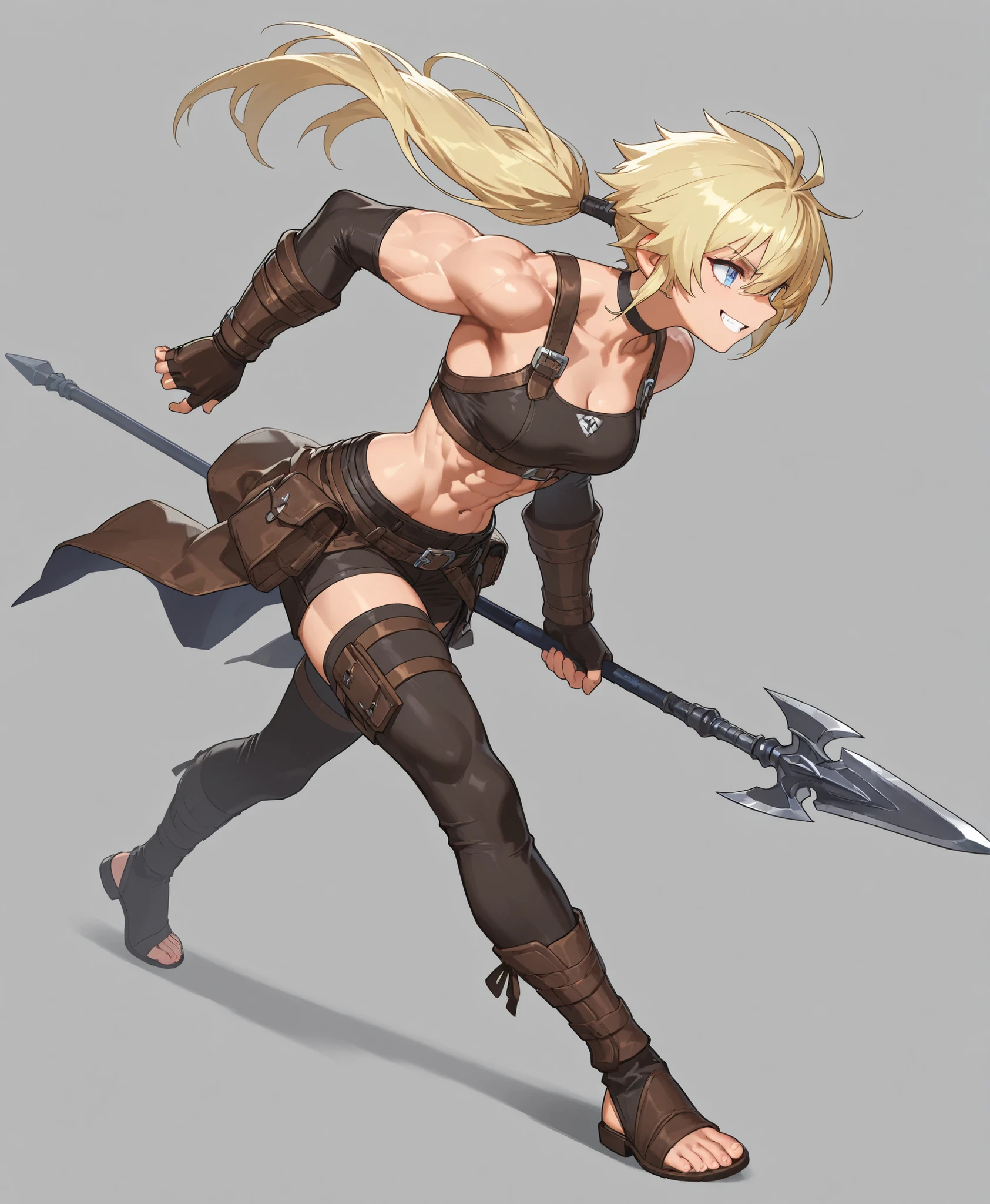 woman viking super strong, muscular, leather clothing, viking tattoos,((( a background village)))
