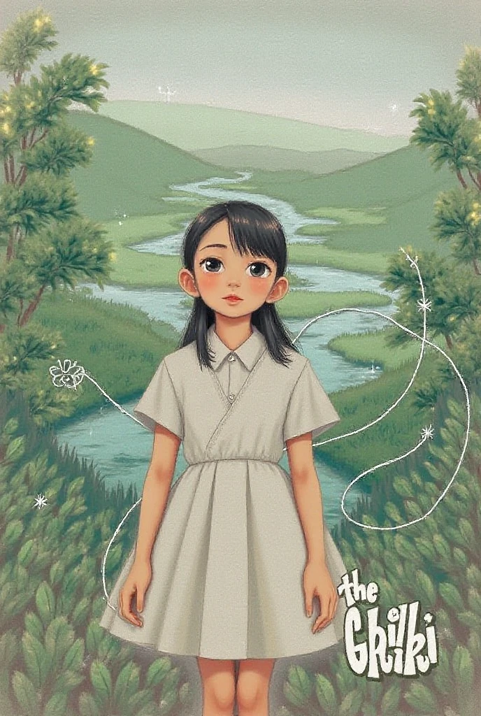 <lora:JamesJean:1>a painting of a young girl surrounded by leaves and branches, with a blue sky in the background by James Jean