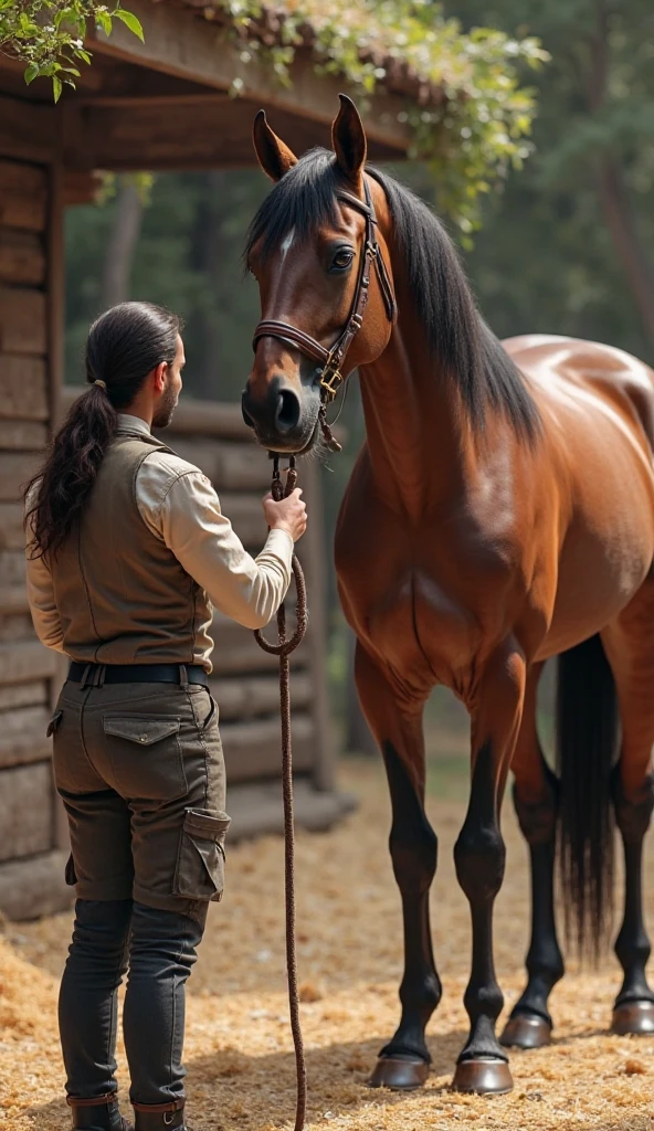 A person who unties an Arabian horse