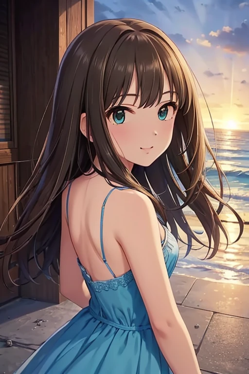 ((Masterpiece)), (Anime:1.5), ((best quality)), (RAW photo:1.2), (High Definition:1.3), (Professional Photography:1.2), (glowing light), profile, 1girl, ((12 years old)), Cute Beautiful girl, cinematic lighting, (cute eyes), Glossy lips, (open mouth), Textured skin, cat ears, pale brown hair, very messy hair, teenage girl, (walking on the tip of beautiful pier), (exposed small breast), (badly tattered and torn camisole), dirty oversized white camisole, Slender small breasts, BREAK, (RAW photo:1.2), (High Definition:1.3), (walking on the tip of waterside),