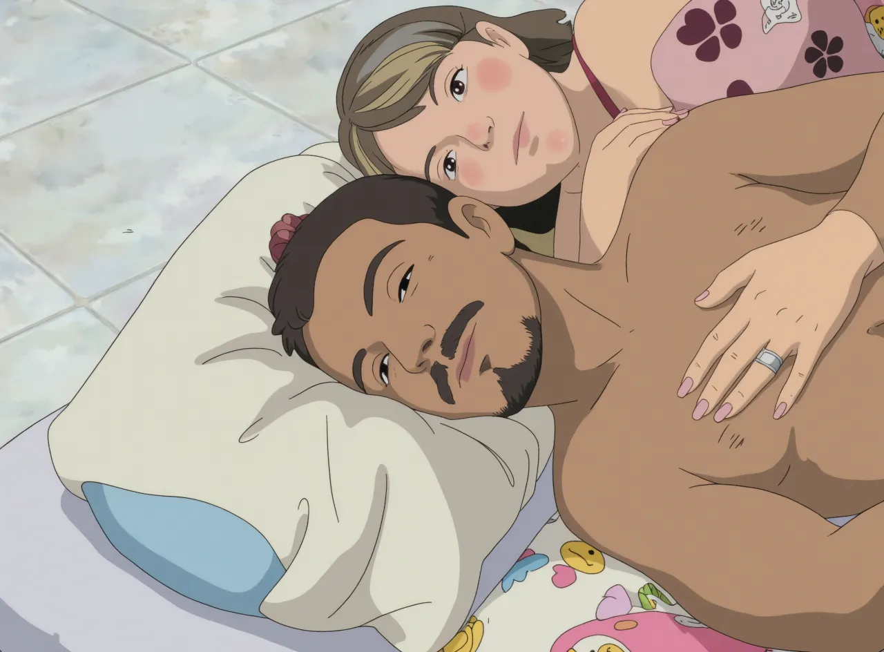 sakuragi mano, idolmaster, official art, troubled eyebrows,nsfw,1boy, faceless male,hairy man,ugly man,1girl,rape,sad, motion blur,motion lines,nsfw,clitoris, nude,sex,hetero, kiss,face to face,hug,leg lock, sound effects, spread legs, the girl is lying, on back, on the oilily pink air mattress,pink wall,pink room, bathroom,