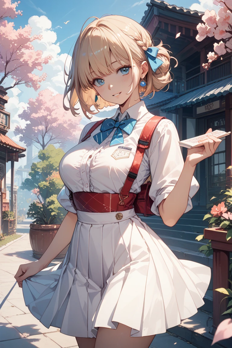 A woman like Yukie Nakama
white skirt