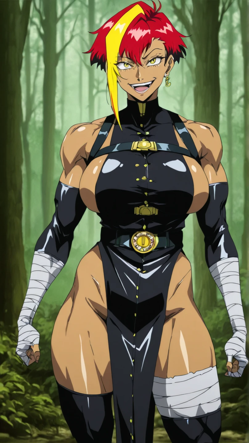 Full body, masterpiece, 1solofemale purple skin standing pose (yellow tiger bikini) cape, bikini, thick outlines, comics, photorealistic, perfect hands, masterpiece:1.2, mecha, flower garden, 1girl, solo, standing, cornelia_li_britannia, cornelia_military_uniform, medium breast, detailed background, detailed face, detailed eyes,