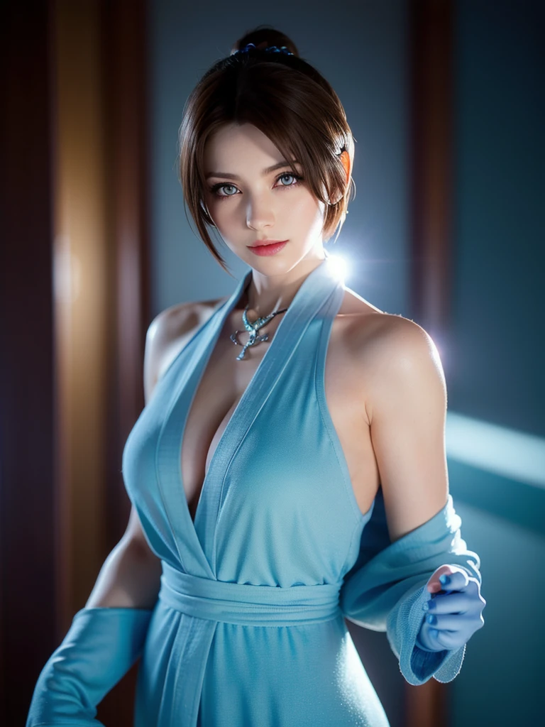 ((Ultra-Realistic Details.) (masterpiece, Highest quality, Highest quality, Official Art, Beauty and aesthetics: 1.2), Very detailed, colorful, Most detailed, Jill Valentine, looking at viewer, seductive smile, post-apocalyptic city, whole body