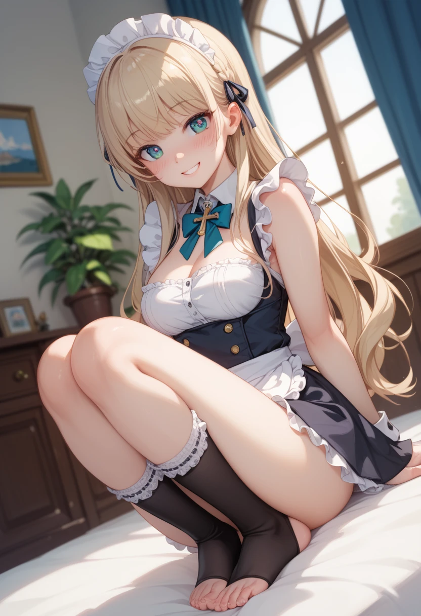 (Idol Master), (highest quality, 8K, masterpiece, Super detailed:1.2), (Lens flare, particles of light, shine), big breasts, smile, open your mouth, masterpiece, highest quality, Super detailed, High resolution, Very detailed CG, official art, (White idol costume),white belly, white skirt, Light blue frills,off shoulder, ((nfsw)), dynamic angle, perfect body,sexy, panty shot, sit,M-shaped spread legs, (Squat down with one knee up、spread your legs),Panties that dig into the crotch,