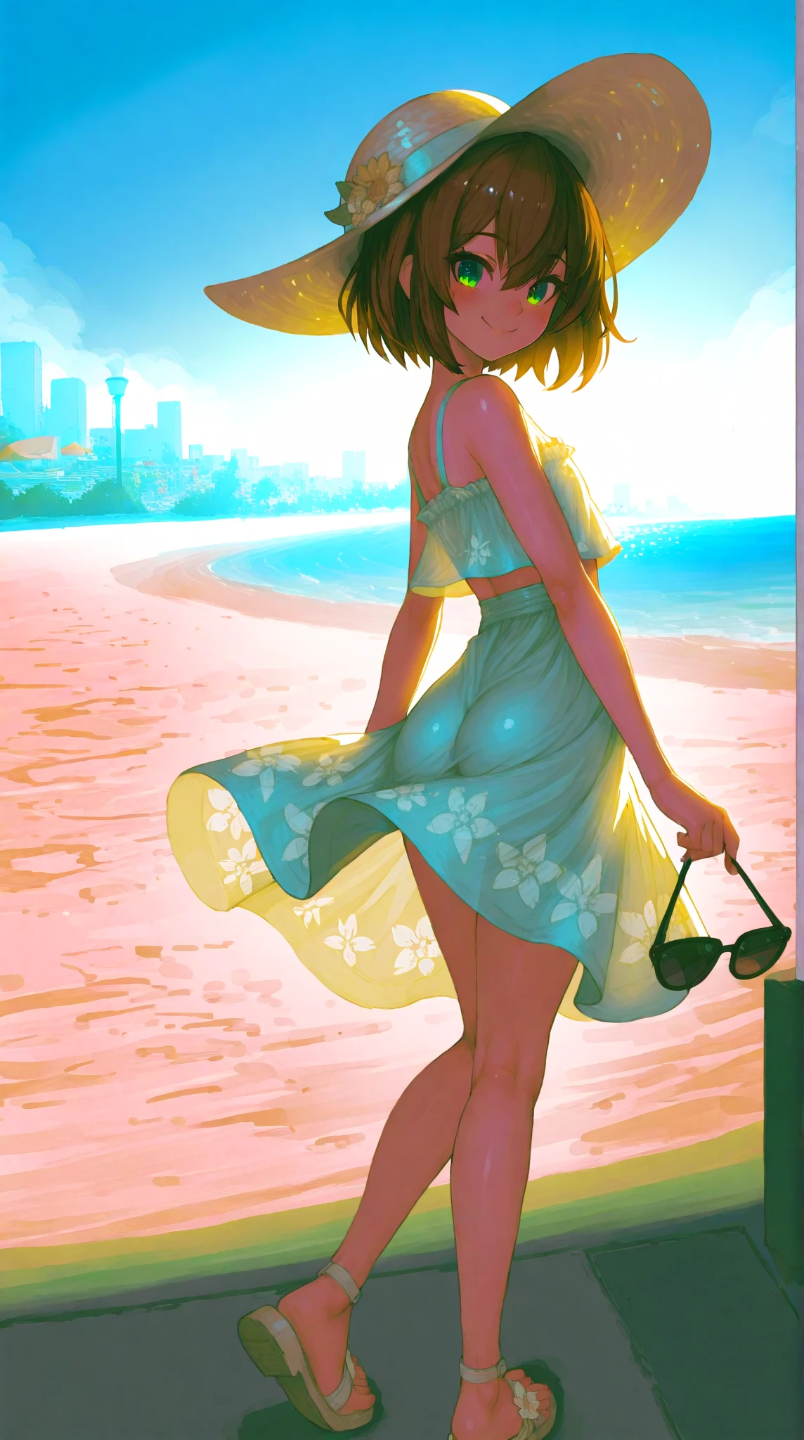 Woman in a dress on a beach