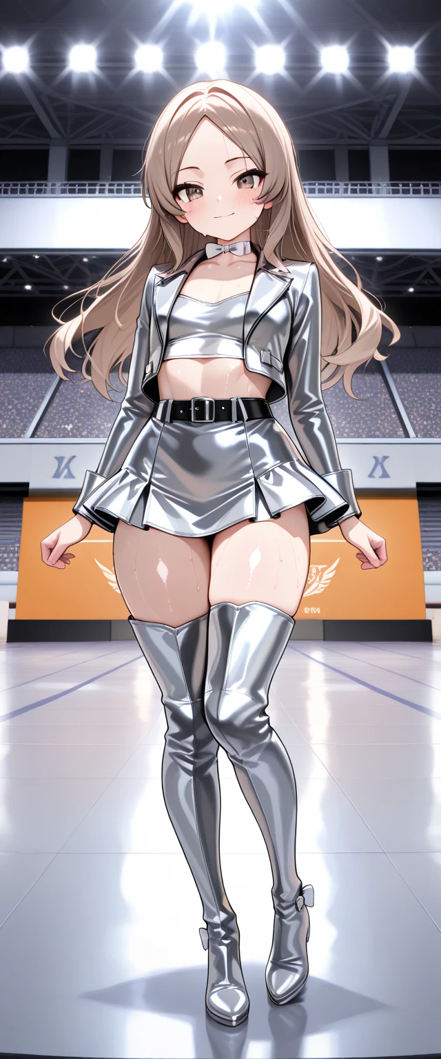 A cartoon of a woman in a bikini jumping into the air, Shiny white bikini, shiny white boots, Physical education class, Dance Instructor, Bikini digging into genitals, Sweaty thighs, Sweaty thighs, sports meeting, Sweat-soaked shirt, Tight bloomers、The teacher is wearing shiny white long boots.、Students are wearing knee-high socks、The instructor is wearing long boots.、White School、Sweaty skin、Knees shining with sweat、Summer sunshine