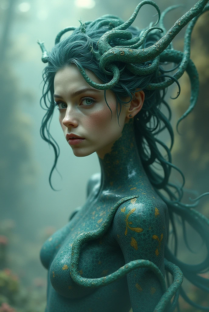 1 girl in a silver sexy exploration bikini, gorgeous woman, beautiful detailed eyes, beautiful detailed lips, extremely detailed eyes and face, long eyelashes, tentacle vines, alien landscape, man-eating plants, 50s sci-fi, cinematic lighting, dark moody atmosphere, vivid colors, photorealistic, highly detailed, 8k, best quality, masterpiece
