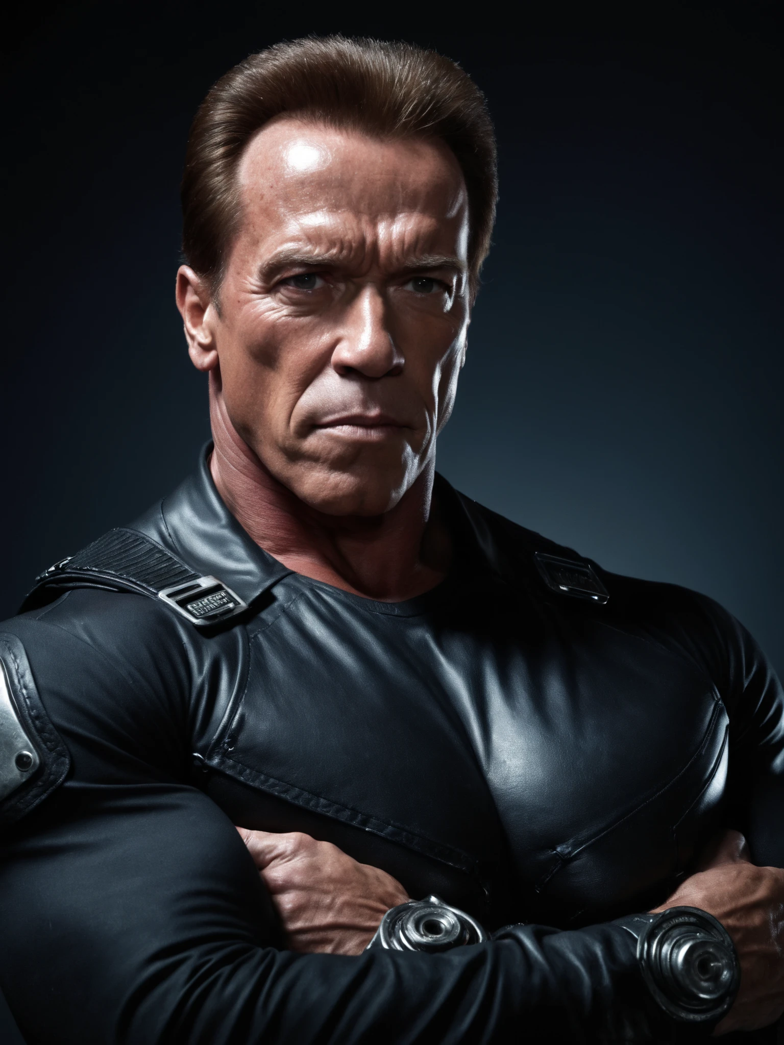 (raw photo, best quality) , (Realistic, Photorealistic: 1.4), Extremely formidable wide shot, Masterpiece, Ultra detailed, High resolution, Best illustration, Best shadow, Complex, Depth of field, War, Combat, 1 man, Duke Nukem. His look is serious, He is wearing a black sleeveless t-shirt, Blue jeans, Ranger boots, Black sunglasses. He has a pistol in each of his hands, Semi-automatic pistol [glock]. He is facing us, and he is pointing his pistol, at the camera. He is in a dilapidated hallway.