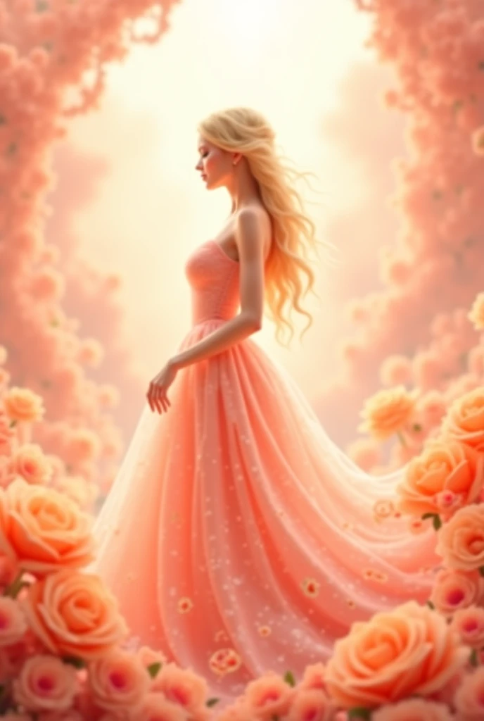 (((Goddess of Love:1.4))), (((ethereal beauty:1.4))), (romantic and divine presence:1.4), a radiant figure with soft, flowing hair that cascades like silk, eyes filled with warmth and affection, dressed in delicate, shimmering fabrics that flow gracefully around her, (wearing a gown of soft pinks, warm golds, and gentle whites:1.2), (glowing skin with a soft, warm light:1.2), (a serene and loving expression, symbolizing the pure essence of love:1.2), (surrounded by an aura of delicate rose petals, soft light beams, and gentle swirls of color:1.2), (background with a serene, dreamlike landscape, such as a lush garden in full bloom, bathed in warm sunlight:1.4), (elements of heart motifs and floral designs subtly integrated into the scene:1.2), (a soft, glowing light around her, symbolizing the warmth and comfort of love:1.4), perfect image quality, (((an artistic representation that evokes feelings of love, peace, and beauty))), divine and captivating, detailed face and eyes, intricate textures, harmonious composition