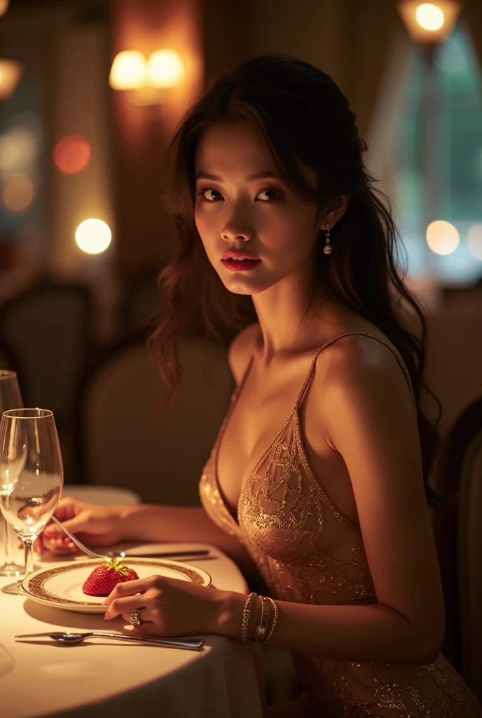 26 year old sexy Korean girl big breast , perky nipples, silky clothes, dating 80 year old man in restaurant