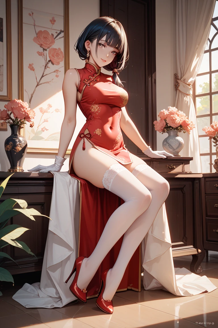 ada wong, chinese dresses, sexy, masterpieces, hyper detailed, noon lighting, movie lighting, blush, corruption tattoo