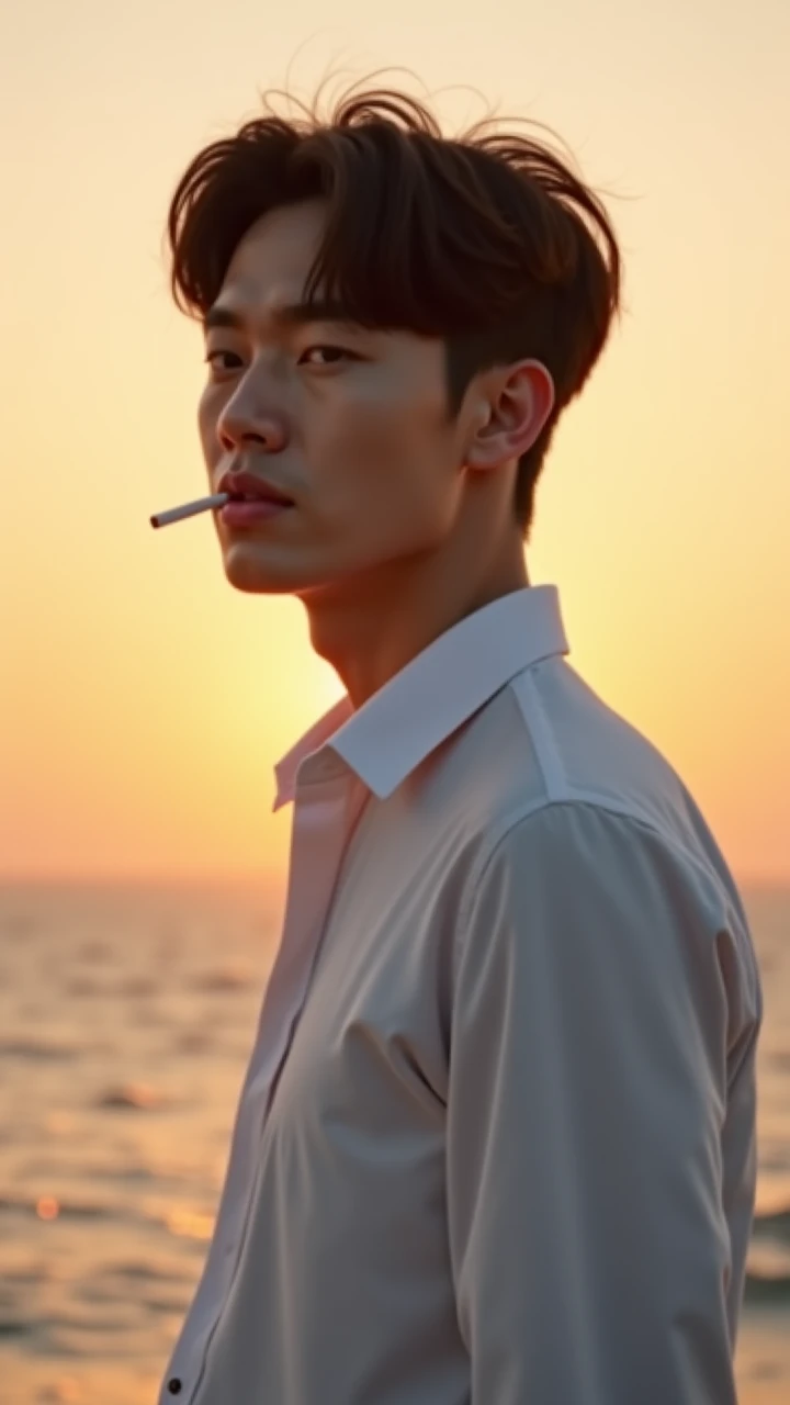 Real photo style、Realistic、Cute handsome man、Idol face、、Japanese、Slim body、Mash Hair、Completely naked、Full nudity、erection、Huge penis、The rays of the midsummer sun、Ride in a convertible