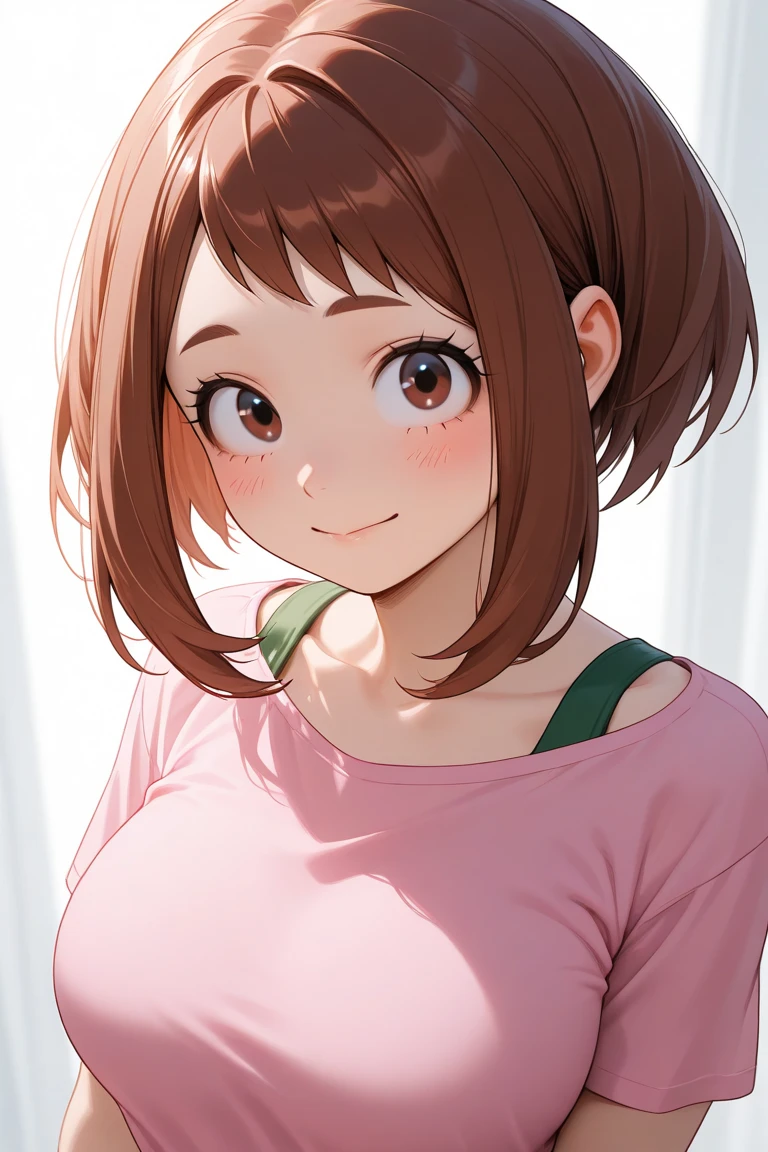 {{Teenage girl, White}}, View Viewer, Hazel Eyes, Very detailed, Brown Hair, Pink clothes, Bully, Mean Girls, Tough girl, high school girl, Bruises, scar, Happy, 最high quality, high quality, Very detailed anime screencap, whole body
