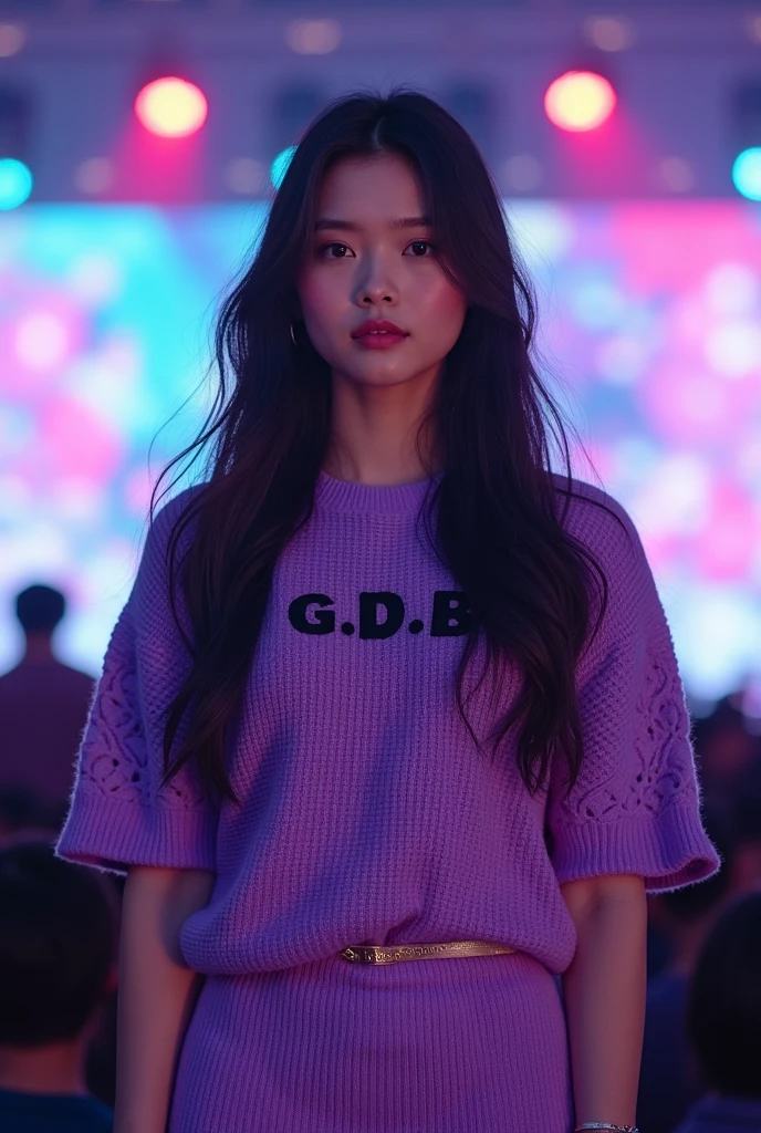 an image of lisa from blackpink with the background of the balckpink logo