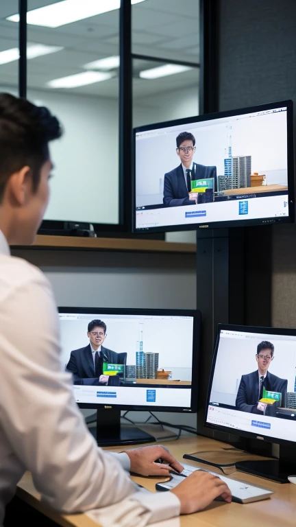 Absurd resolution, high resolution, (masterpiece: 1.4), super detail, oversized conference room, screen, a group of men in suits, very shocked and surprised expressions