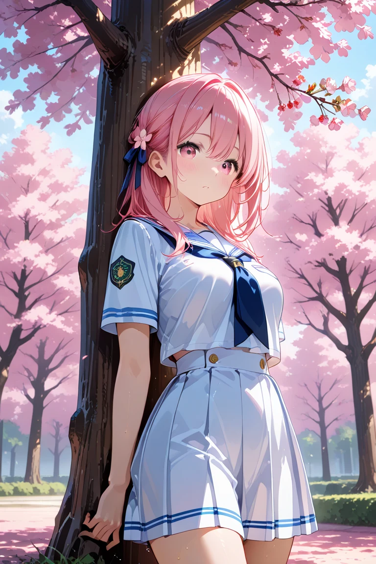 Cute anime,White shorthair,Character crouches,Please wear a pink miniskirt,The chest is protruding、contoured,Protruding nipples,Showing side boob,Nurse uniform,Clothes are tight,Body Contouring,Low Color,Stretch one leg towards the camera,Thinner legs,White swim briefs,barefoot,Short Ponytail,Lift one leg forward,Sole of the foot facing the camera,Close-up of boots,Spread your legs,The camera is pointed between her legs、No underwear、Pussy、Lower body naked、M-shaped legs、Fingering、Masturbation、Climax、Put your finger in your pussy、((Sticking out tongue))、Wipe the tide、(Cat ear)、Cat imitation、Open pussy、nature、forest、Ping hair
