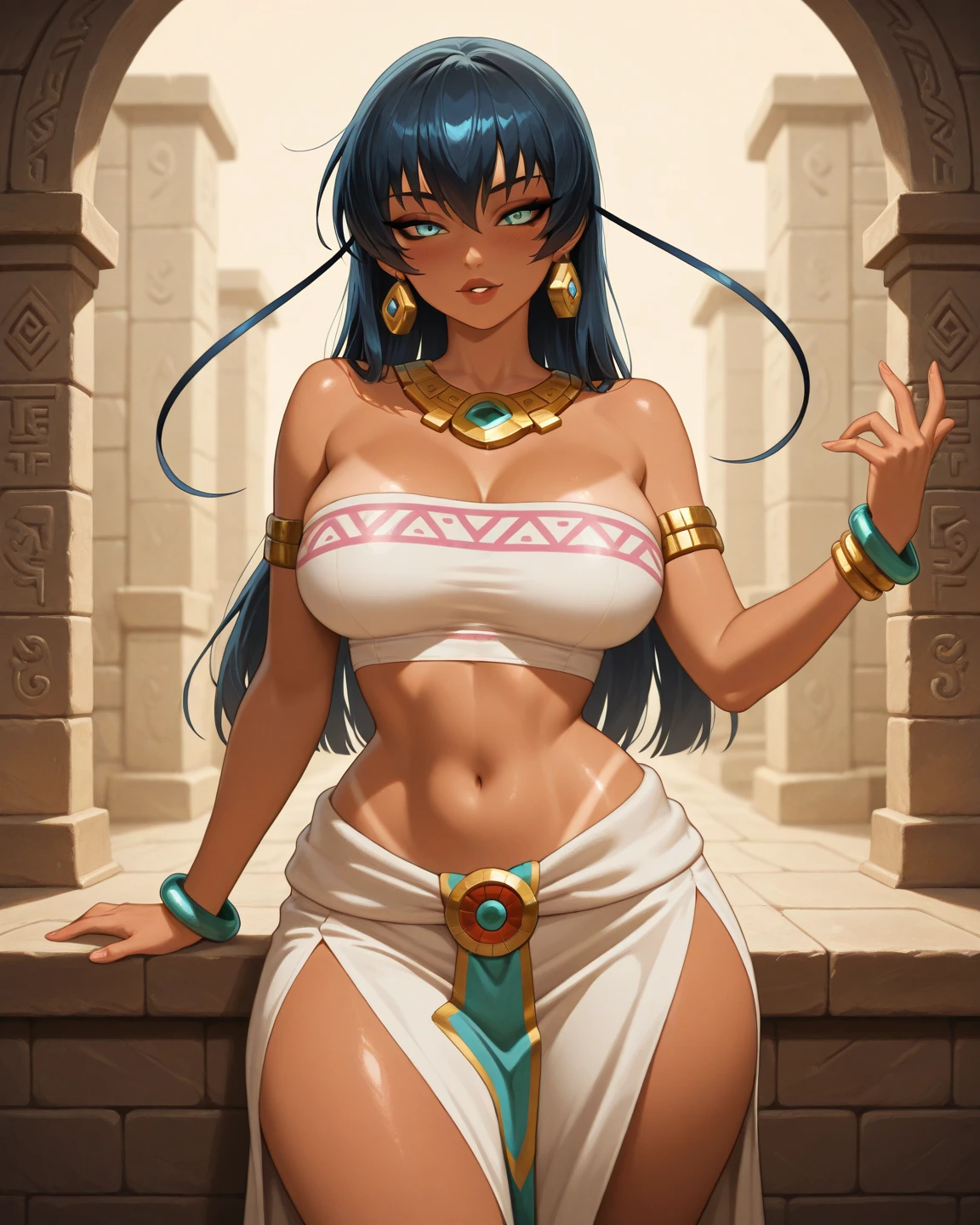 (cutesexyrobutts:0.9), (score_10, score_9_up, score_9, score_8_up, score_7_up, score_6, score_5, score_4, source_anime), (digital painting), (fine line work), (best quality), (extremely detailed), (highest quality), (intricate linework), (intricate details), more detail XL, foto tomada de atras, mirando hacia atras, (senna \(league of legends\)), medium breasts, (gren eyes:1.1), (short evening dress, (deep cleavage:1.0)). Pose sexy muy sugerente, focus ass, mirando hacia arriba