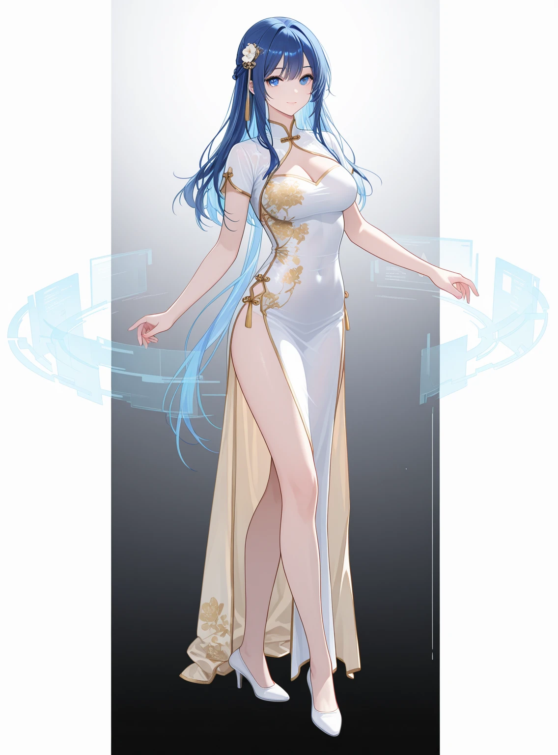 ((Masterpiece, Highest quality)), Detailed face, CharacterDesignSheet， full bodyesbian, Full of details, Multiple poses and expressions, Highly detailed, Depth, Many parts，full bodyesbian，JK service，The lower body is wearing white stockings，sparkling water reflections，epic exquisite  character art, Amazing characters