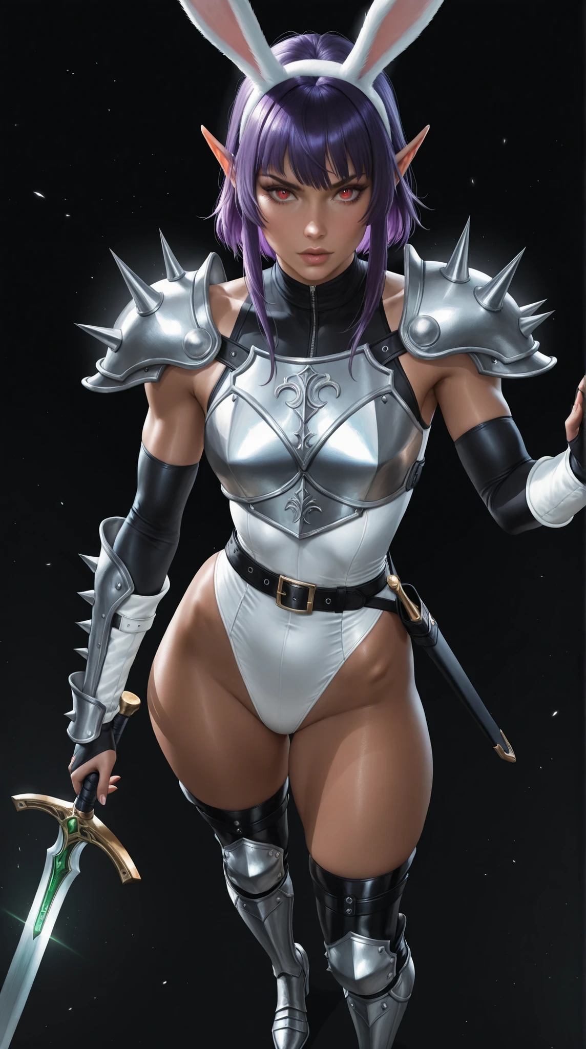 one female character, (musclegirl), ((short-hair)), purple hair, (medium breasts), (big-ass). very muscular, ((plate armor)), a gentleman, ((wearing armor that covers the entire body)), (((a draconian armor)))