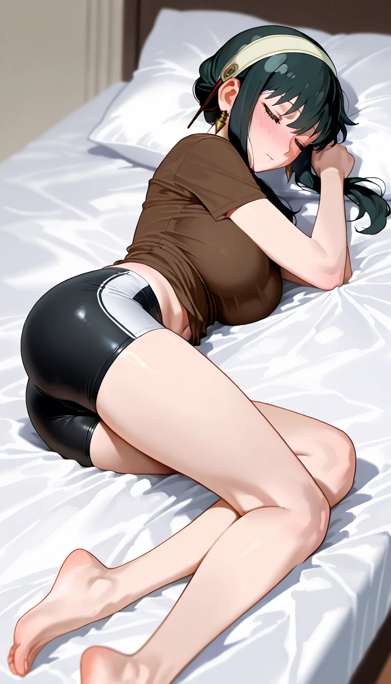 (Highest quality), (masterpiece), 1080p, High resolution, 4K, 8k, ((school swimsuit)), Pass through the chest, Constraints具, Lying on your back, Leg spread, Lift your legs, Have legs, foot Lift, Shot from directly above, Sweat, ((side)), sideを見せる, Constraints, ((Nipples)), Nipples, Mid-chest, whole body, Embarrassed face, Long Black Hair, Blunt bangs, bracelet, Leather shoes, Platform boots, Karaoke Box, cushion, Ribbon on neck