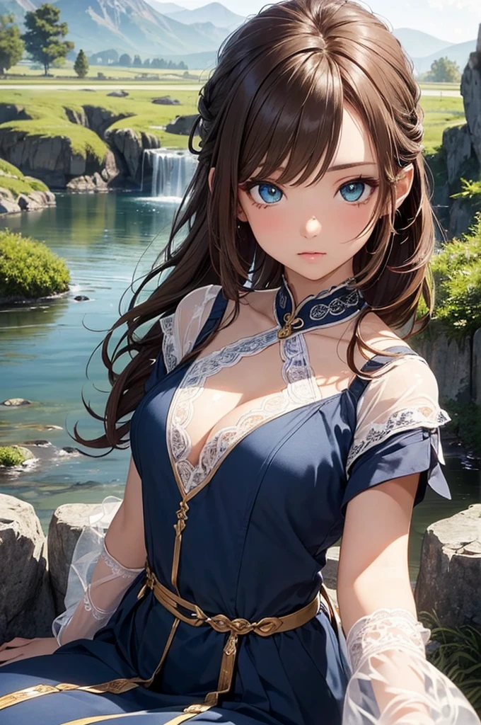 1girl, (((a portrait of the most beautiful girl))), (beautiful face), ultra detailed lips, (beautiful lips), ultra detailed eyes, (beautiful eyes), detailed hair, (beautiful hair), (beautiful styled and untied loose hair:1.0), ({beautiful length hair above shoulder}) (beautiful small breast), (beautiful vagina), (beautiful ideal proportion body), beautiful detail body, ultra-high quality, ultra-high resolution, HDR, detail shadows, intricate shadow, glare, wind, look at viewer, Sharp focus, full body shot, (close up), (f1.8), (wearing very beautiful ornate embroidered intricate shirt), (very beautiful realistic sketch Image), (very beautiful scenery landscapes background), (wearing very beautiful cute hair flower)