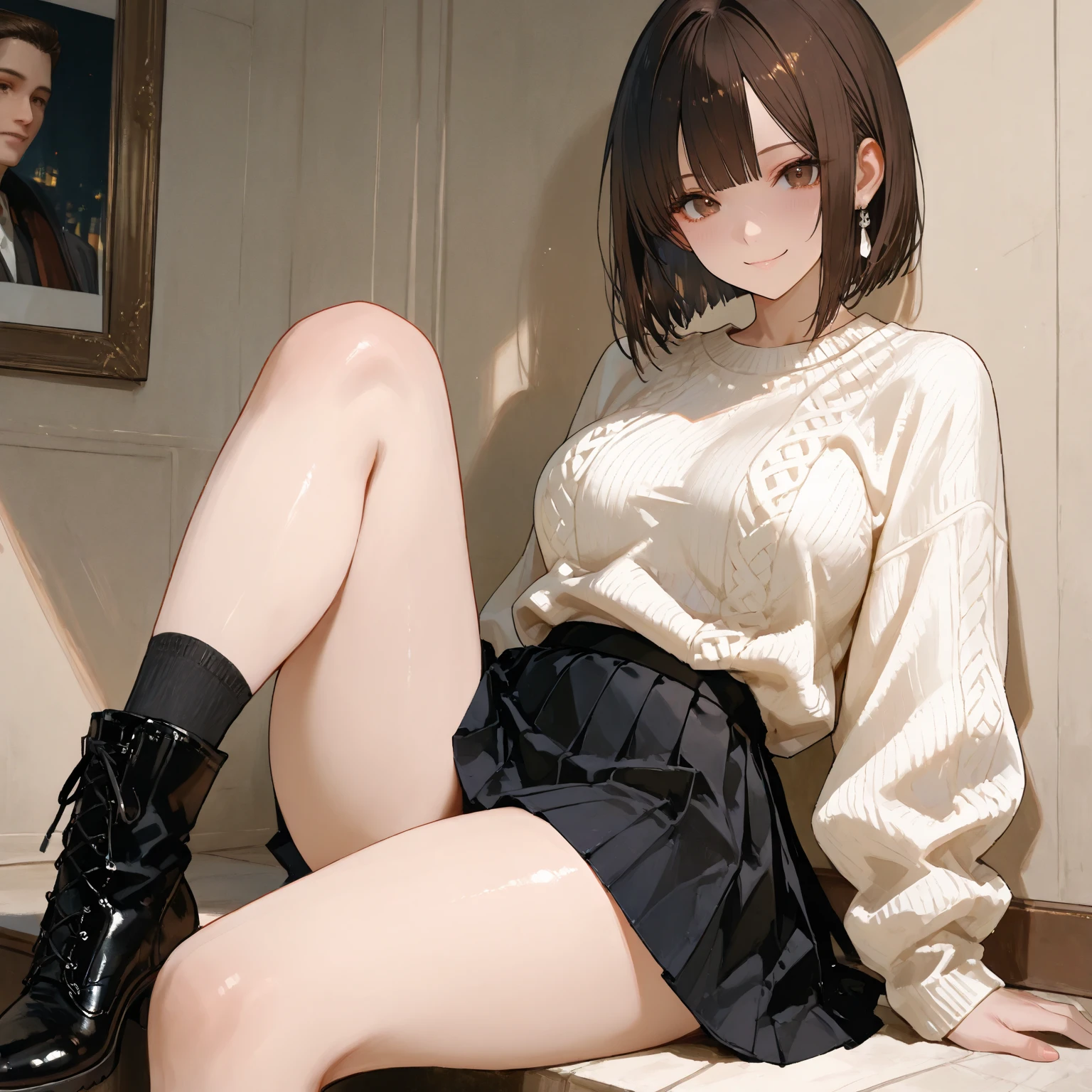 projectile how、Normal position, Spread your legs, Lift your legs、Lying in bed、(((1 boy and 1girl are having Sex、penis)))、Bitch、(Highest quality)), ((masterpiece)), (Familiar), Perfect Face, Shiny skin, Beautiful breasts, how, Shiny skin, Kyoto Animation style painting, hair. Golden Eyes, Sunburned skin. night, Braided hair, Sweat, Wet. , Off the shoulder, Fishnet tights,, Sweatte<, Open your mouth, Double teeth, how mouth, splash, fog, illumination, Night Pool. milking.Panty Lift 、penis、how、Dark Skin、Cowgirl,Nipples、vagina,Sex、Woman standing on top / Cowgirl、Short hair,Sweater clothes、小さなピンクハートのネックレス
