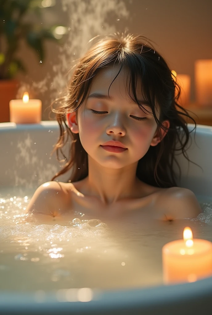 Young girl in the sauna