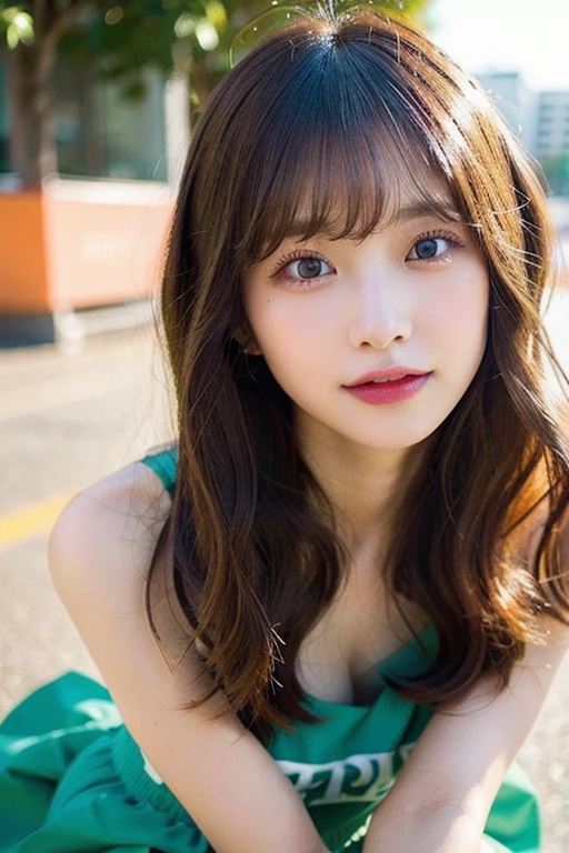 ((highest quality)), ((masterpiece)), (be familiar with), ((master piece: ultra high resolution))、((High quality))、((Super realistic))、(realistic face)、perfect hands、transparent skin、kind face,super long hair、shiny hair、brown hair、girl gentle eyes、((red gingham dress))、Default、whole body、idol costume: 1:1、cosplay costume、beautiful fingers、highest quality、photorealistic、professional lighting、Physically based rendering、Big eyes、very cute、beautiful eyes details、japanese idol、slender、thin legs
