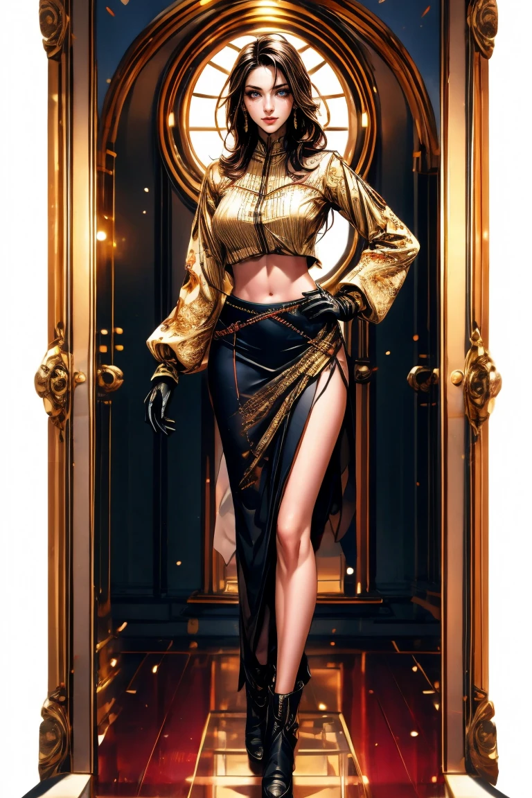 models, professional: 1.6, (best quality, 4k, 8k, high resolution, masterpiece: 1.2), ultra detailed, realistic, modern style, elegant fashion, full body shot: 1.5, wide shot: 1.5, stylish, clothing for modeling, accessories, stylish pose as a model, modern and beautiful hair, brown hair, colorful, bold modeling runway background, studio lighting, dynamic and stylish pose 4k, 8k