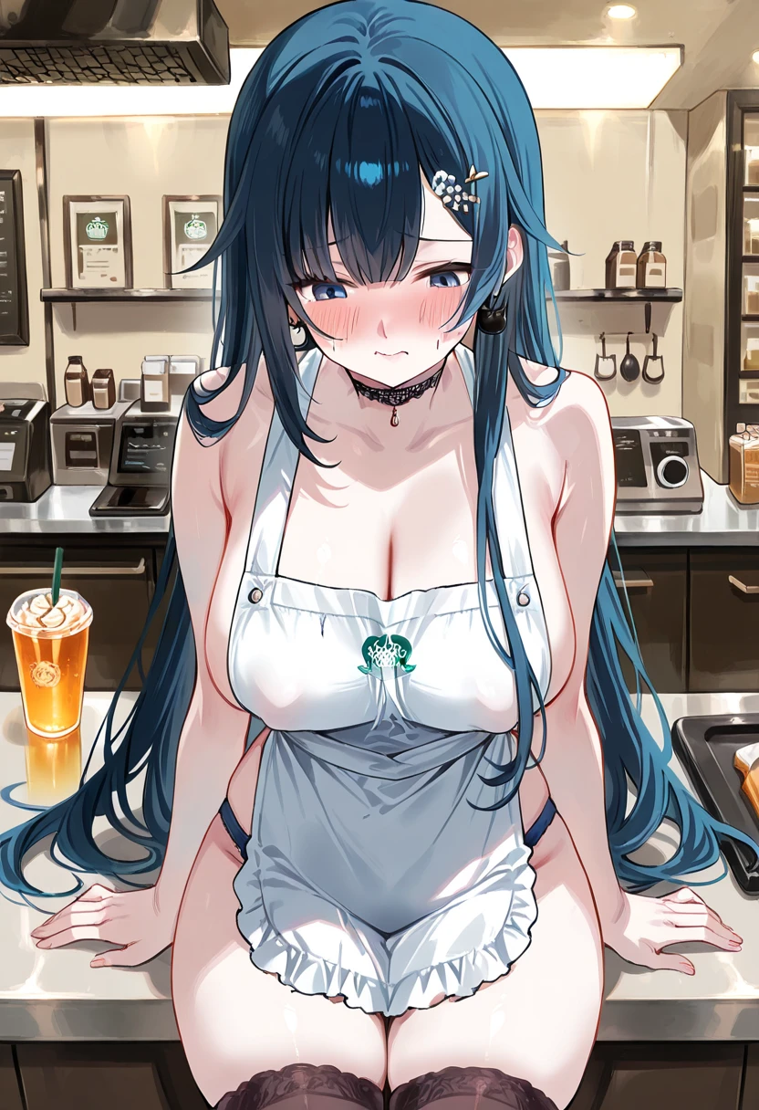 high res, ultrasharp, 8K, masterpiece, looking at viewer, photograph from behind, tight dress, thicc ass, mulher toda nua, Blue hair, seductive smile, beautiful face, sitting, minimalist coloring, J pelada, bunda GG.