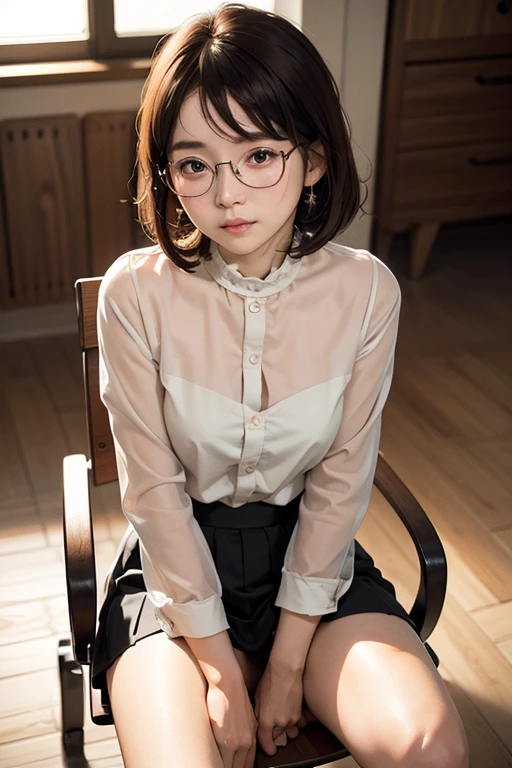 1woman,(random office lady fashion:1.5),(Thin type),(large breasts),(random pose),(random hairstyle),(Highest image quality,(8K), Ultra-realistic, Best Quality, High quality, High Definition, high quality texture, high detailing, Beautiful detailed, fine detailed, extremely details CG, Detailed texture, realistic representation of face, masterpiece, presence),(wearing glasses:1.2)