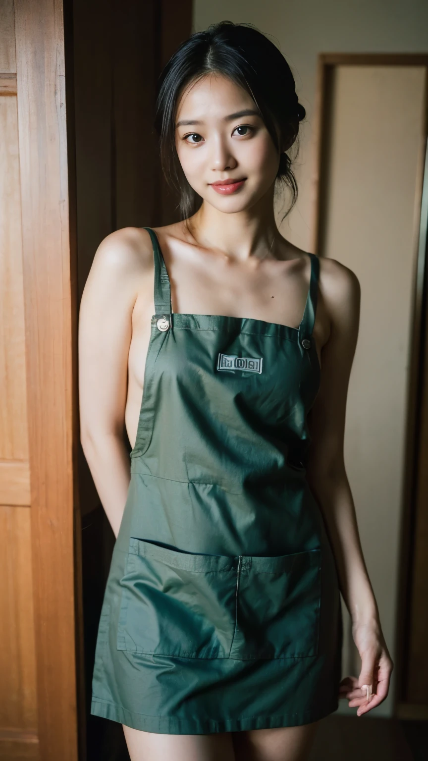(Highest quality、Tabletop、8K、Best image quality、Award-winning works)、One beautiful mature woman、(Naked and wearing only an apron:1.3)、(The perfect short mini apron:1.3)、Perfect beauty portrait、Glowing Skin、Brown Hair、(Large Breasts:1.3)、(Accentuate your body lines:1.1)、Standing Elegantly、Bewitching and sexy look、(Sexy gravure pose:1.3)、(The most elegant and sophisticated kitchen background:1.6)、(Boldly exposes beautiful thighs:1.3)、(Boldly expose her thick legs:1.3)、(Voluptuous body:1.2)、(A very short apron:1.3)